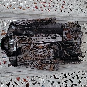 Valentina Sheer Patchwork Zip-Up Jacket with Rhinestones – XL